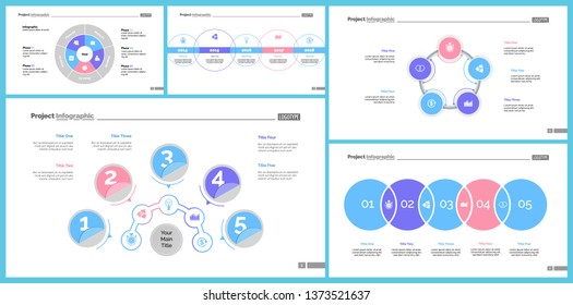 Set of strategy or planning concept infographic charts. Business design elements for presentation slide templates. For corporate report, advertising, banner, and brochure design