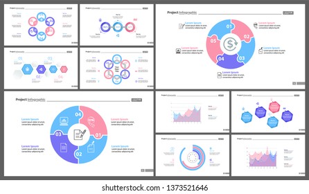 Set of strategy or planning concept infographic charts. Business design elements for presentation slide templates. For corporate report, advertising, banner, and brochure design
