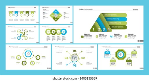 Set of strategy or planning concept infographic charts. Business design elements for presentation slide templates. For corporate report, advertising, banner, and brochure design
