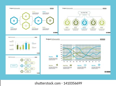 Set of strategy or planning concept infographic charts. Business design elements for presentation slide templates. For corporate report, advertising, banner, and brochure design