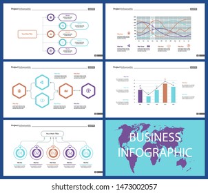 Set of strategy or planning concept infographic charts. Business design elements for presentation slide templates. For corporate report, advertising, banner, and brochure design