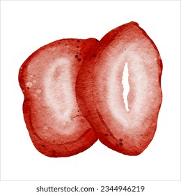 set of strawberries hand-drawn in a watercolor-style drawing