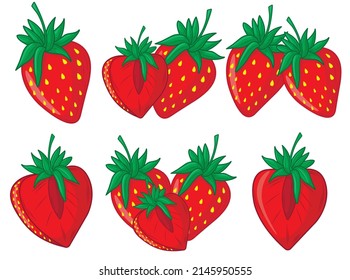Set of strawberries in isolate on a white background. Sweet berry.Vector illustration.