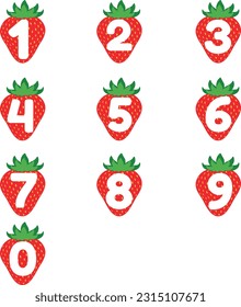 Set with strawberries and numbers.