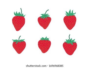 Set Of Strawberries. Vector Illustration.