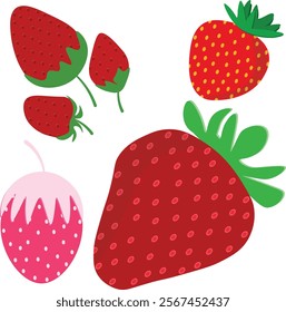 Set of strawberries. Vector strawberry cartoons isolated.