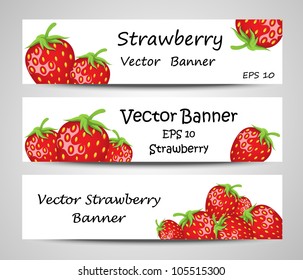 Set of strawberry banners