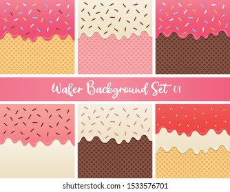 Set of strawberry cream and chocolate wafer vector.