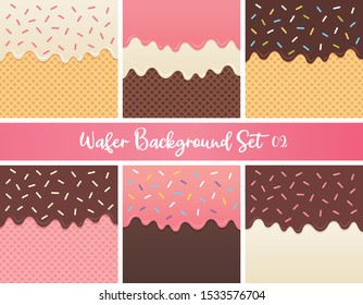 Set of strawberry cream and chocolate wafer vector.