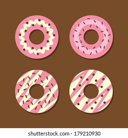 Set Of Strawberry Donuts 