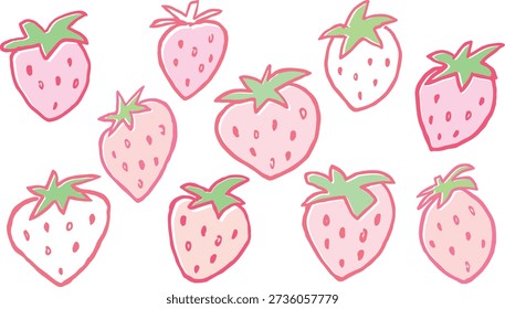 Set of strawberry. Hand drawn rough illustration vector.