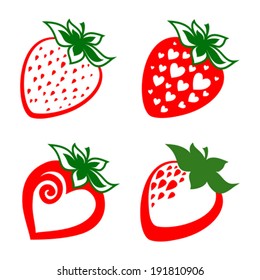 set of Strawberry icon isolated on white background. Vector illustration 