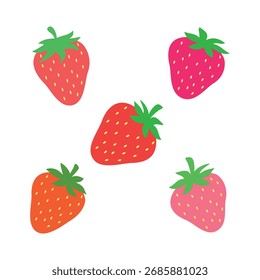 Set Strawberry Icon Template Illustration Design