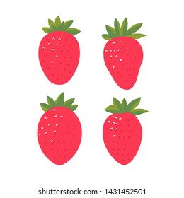 Set of strawberry isolated on white background. Vector illustration