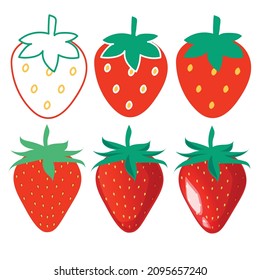 Satz Erdbeeren einzeln auf weißem Hintergrund