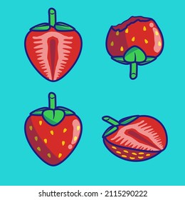 set of strawberry suitable for National Strawberry Day illustration