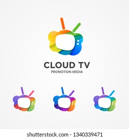 set of Stream Now Logo available in vector/illustration, logo and icon cloud tv streaming, gradient color. mosaic concept. 