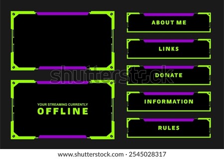 Set of Stream Panels Design Green and Violet