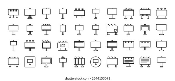Set of Street Banner Related Line Icons. Outline Signs for Graphic and Web Design, Apps, Adverts, Various Cards 