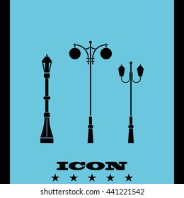 Set street lamppost icon.