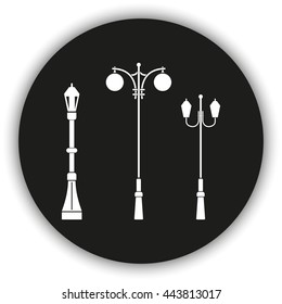 Set street lamppost icon.