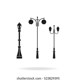 Set street lamppost icon.