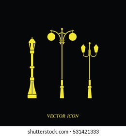 Set street lamppost icon.