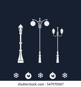 Set street lamppost icon.