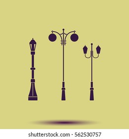 Set street lamppost icon.