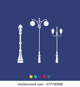 Set street lamppost icon.
