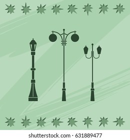 Set street lamppost icon.