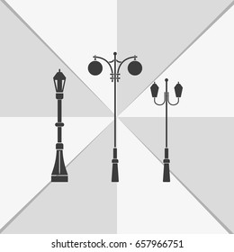 Set street lamppost icon.