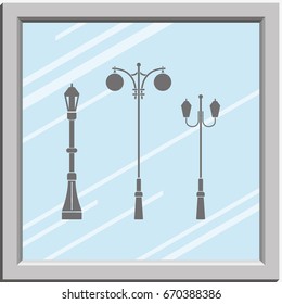 Set street lamppost icon.