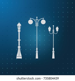 Set street lamppost icon.