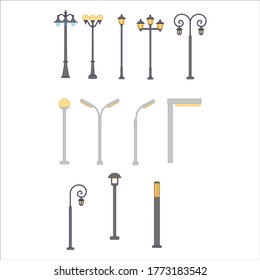 set of street lamps. illustration for web and mobile