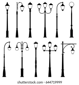 Set of street lamps, vector illustration