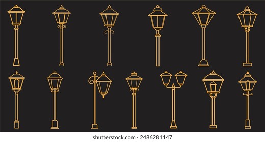 Set of street lanterns in different shapes