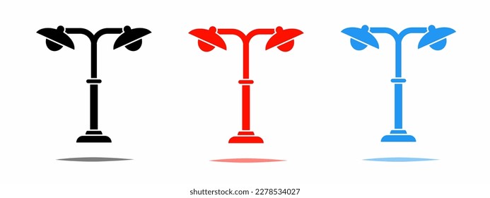 Set of street light icon with shadow. Vector illustration.