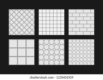 Set of street pavements top view vector illustration.