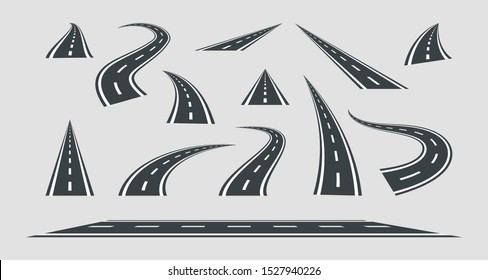 Set street and road vector template isolated on background.