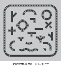 Set street and road vector template isolated on background.