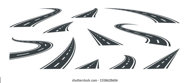 Set street and road vector template isolated on background.