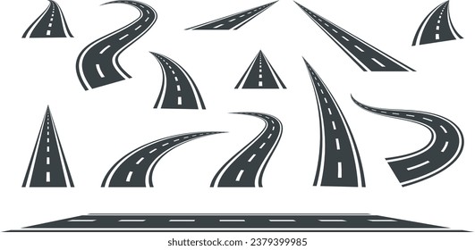 Set street and road vector template isolated on background.