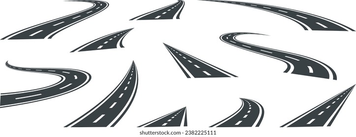 Set street and road vector template isolated on background.