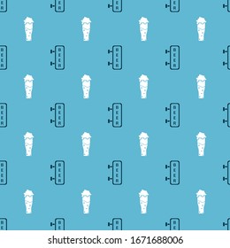 Set Street signboard with inscription Beer and Glass of beer on seamless pattern. Vector