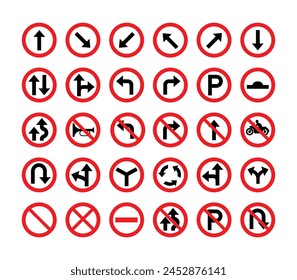 set street signs vector arrow parking red black