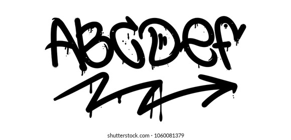 Set street type calligraphy design alphabet graffiti style tag letters write marker brush ink or aerosol paint spray. Free wildstyle for wall city urban. Modern vector style illustration art print.