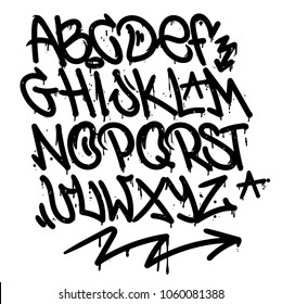 Set street type calligraphy design alphabet graffiti style tag letters write marker brush ink or aerosol paint spray. Free wildstyle for wall city urban. Modern vector style illustration art print.