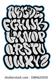 Set street type calligraphy design alphabet graffiti style letters write aerosol paint spray. Free wild style for wall city urban . Modern vector underground style illustration art print.