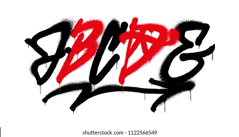 Set street type calligraphy design alphabet graffiti style tag letters write marker brush ink or aerosol paint spray. Free wildstyle for wall city urban. Modern vector style illustration art print.